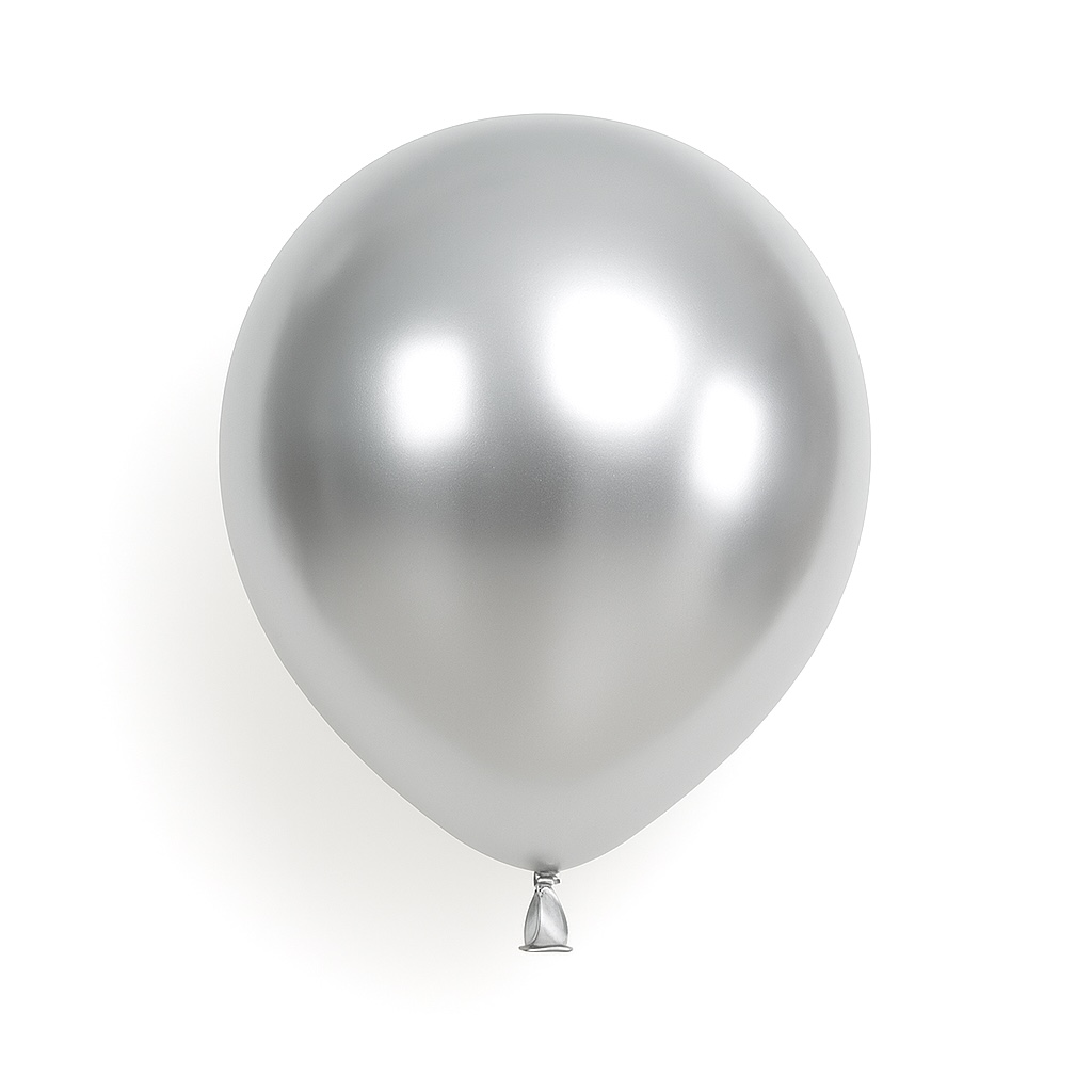 50ct, 12in, Metallic Silver Latex Balloons