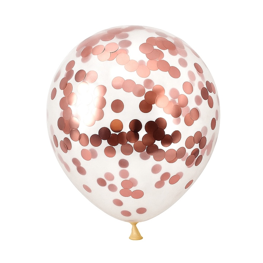 100ct, 12in, Rose Gold Confetti Latex Balloons
