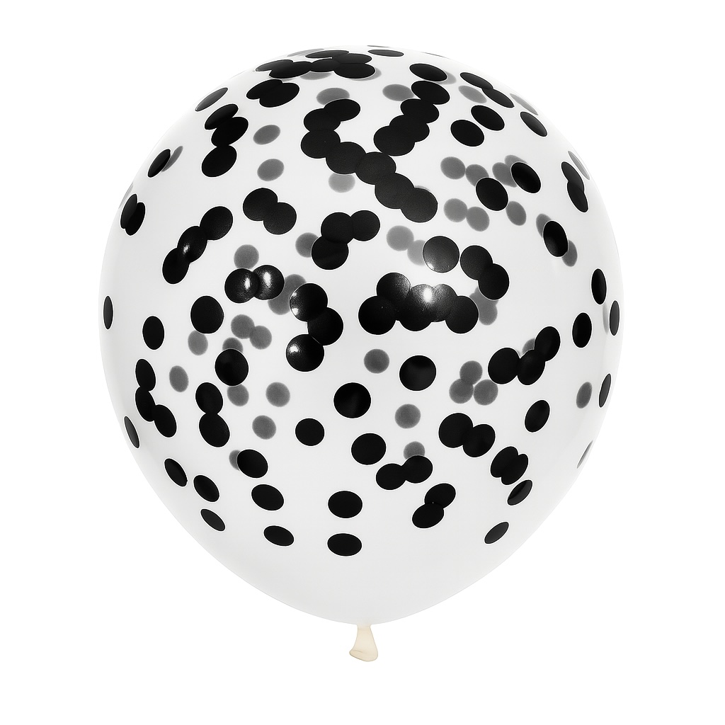 100ct, 12in, Black Confetti Latex Balloons