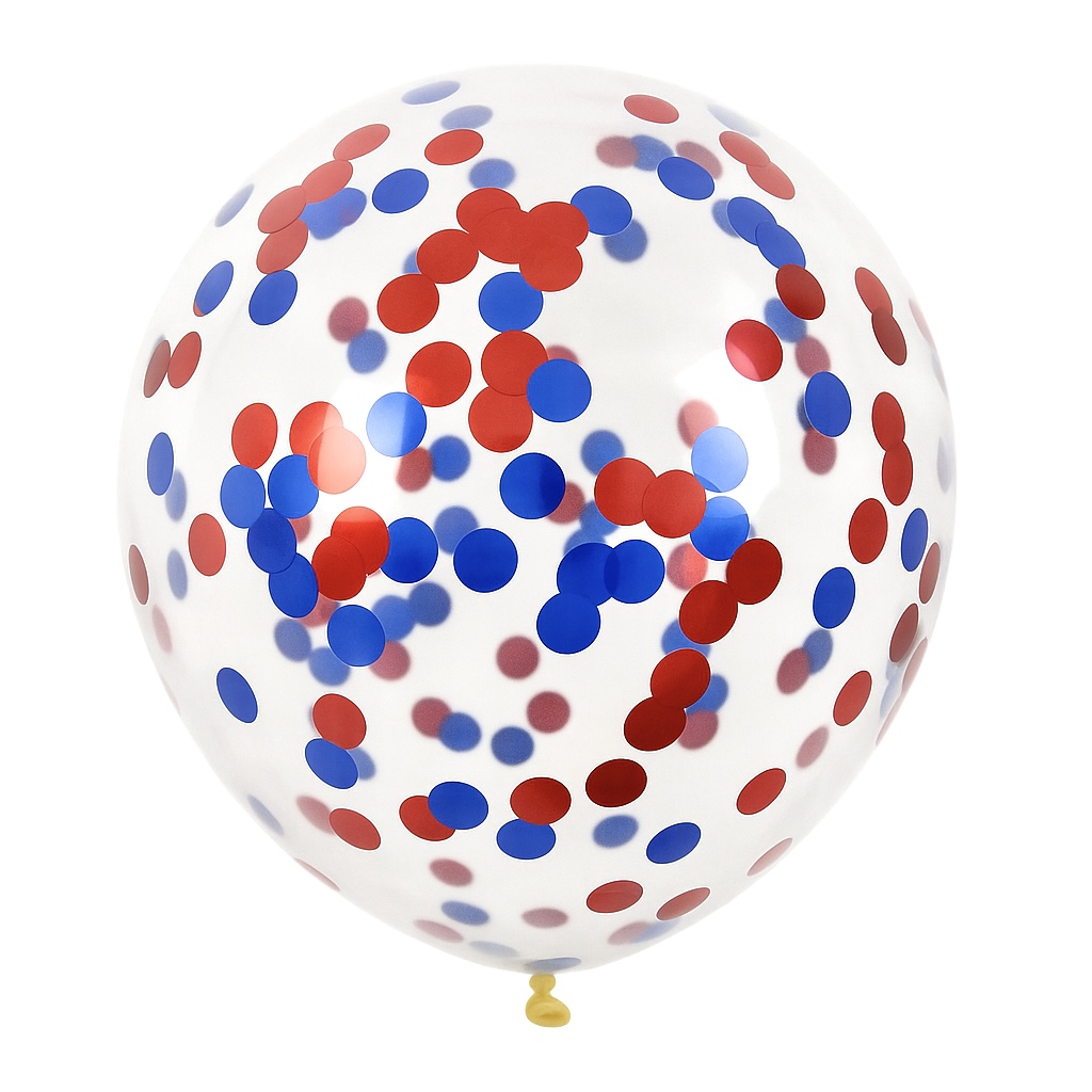 100ct, 12in, Red and Blue Confetti Latex Balloons
