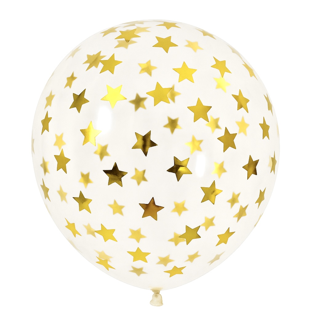 100ct, 12in, Gold Star Confetti Latex Balloons
