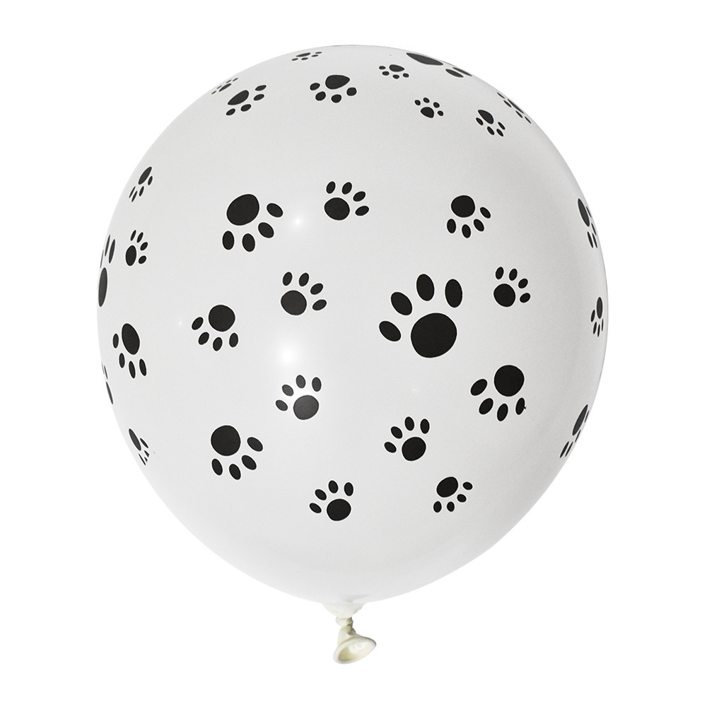 100ct, 12in, Dog Paw Printed White latex balloons