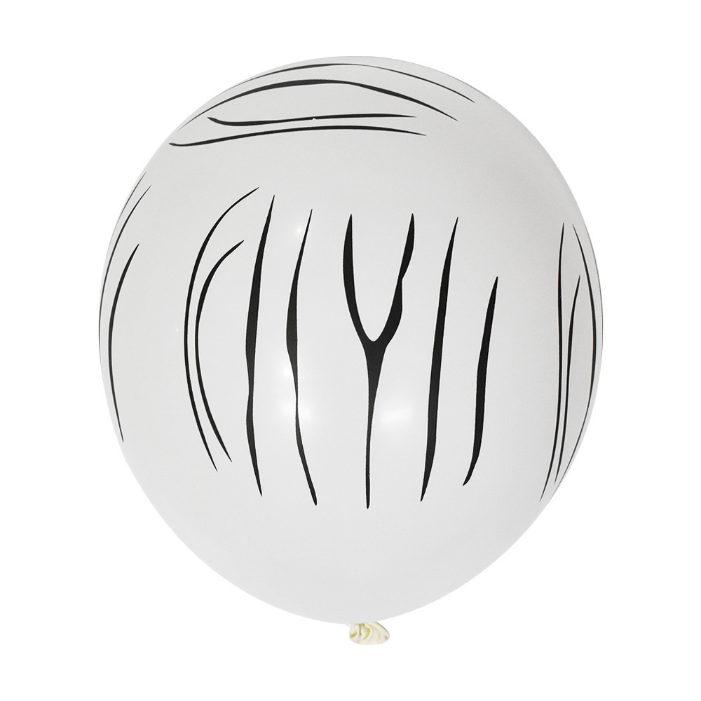 100ct, 12in, Zebra Printed White latex balloons