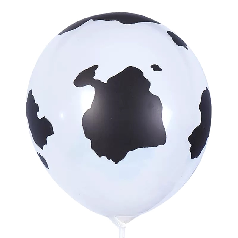 100ct, 12in, Large Cow Printed White latex balloons