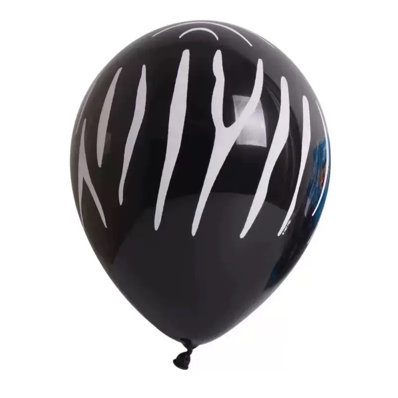 100ct, 12in, Zebra Printed Black latex balloons