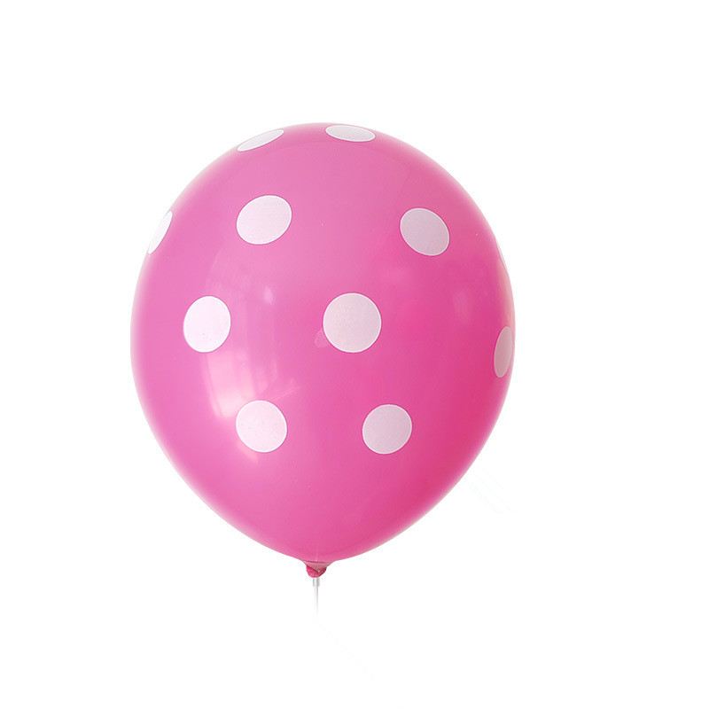 100ct, 12in, Polka Dot Printed Rose Red Latex Balloons