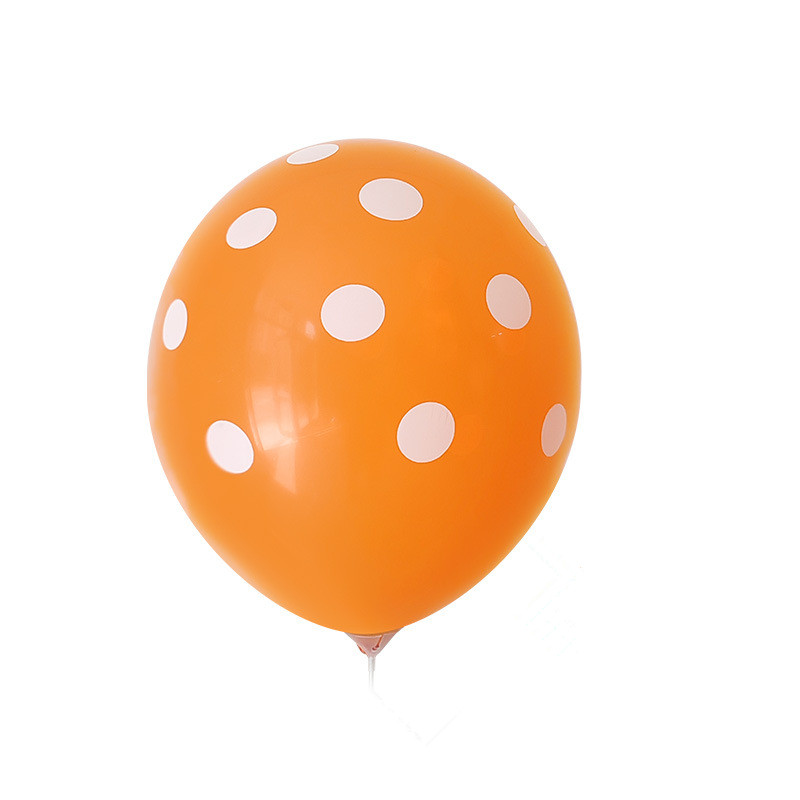 100ct, 12in, Polka Dot Printed Orange Latex Balloons