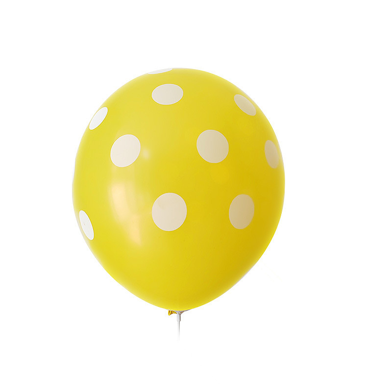 100ct, 12in, Polka Dot Printed Yellow Latex Balloons