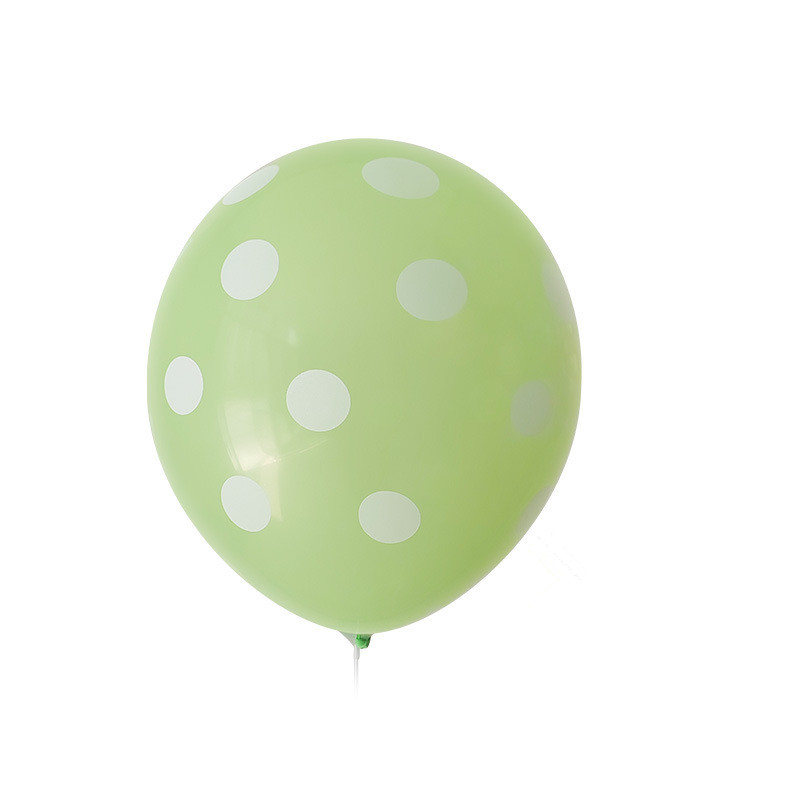 100ct, 12in, Polka Dot Printed Apple Green Latex Balloons