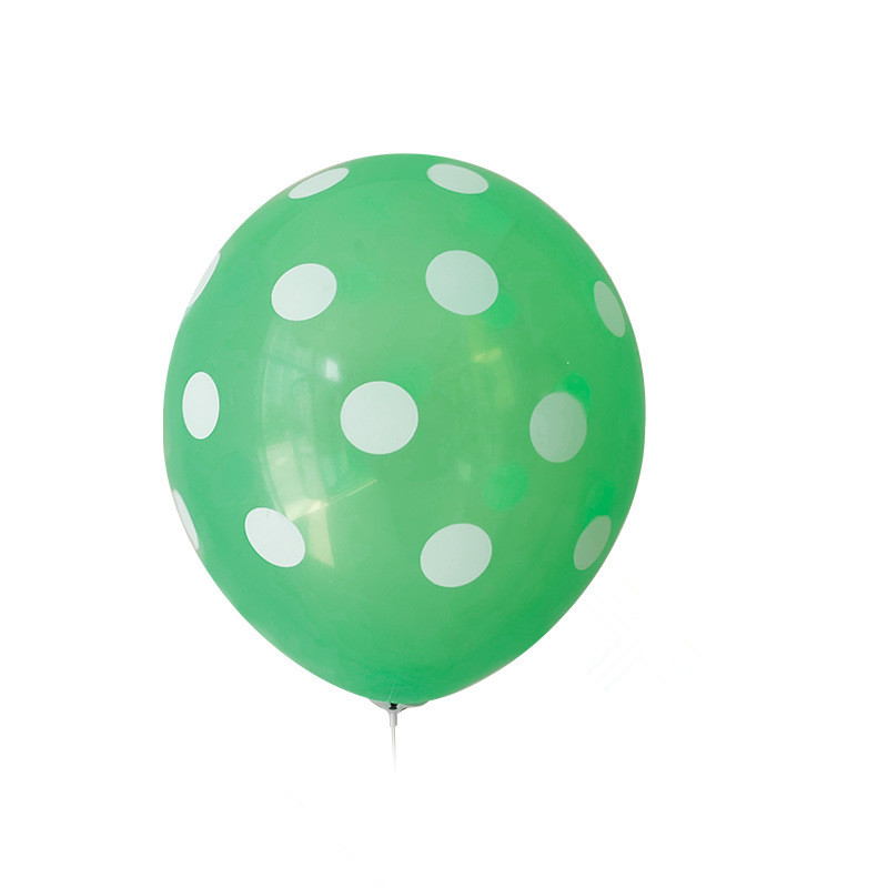 100ct, 12in, Polka Dot Printed Green Latex Balloons