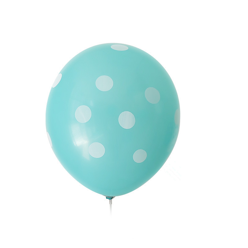 100ct, 12in, Polka Dot Printed Tiffany Blue Latex Balloons