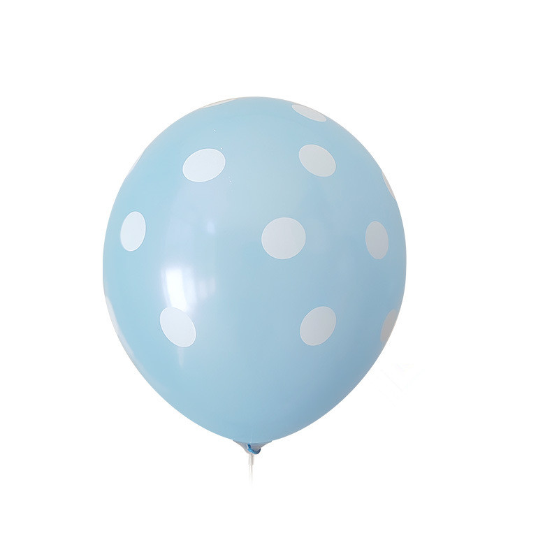 100ct, 12in, Polka Dot Printed Light Blue Latex Balloons