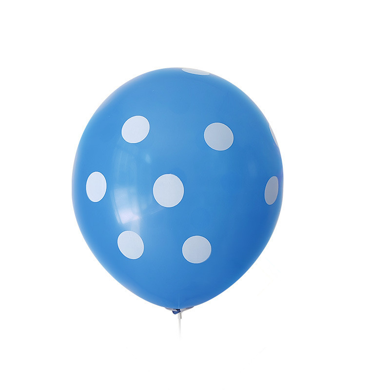 100ct, 12in, Polka Dot Printed Blue Latex Balloons