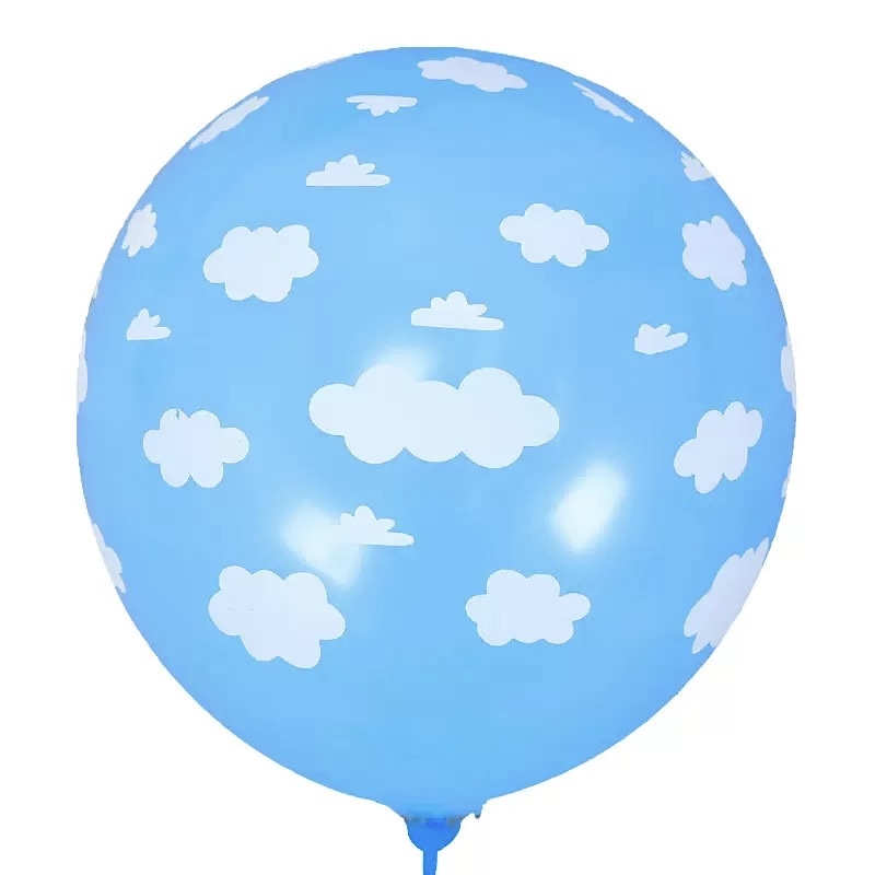 100ct, 12in, Clouds Printed Light Blue latex balloons