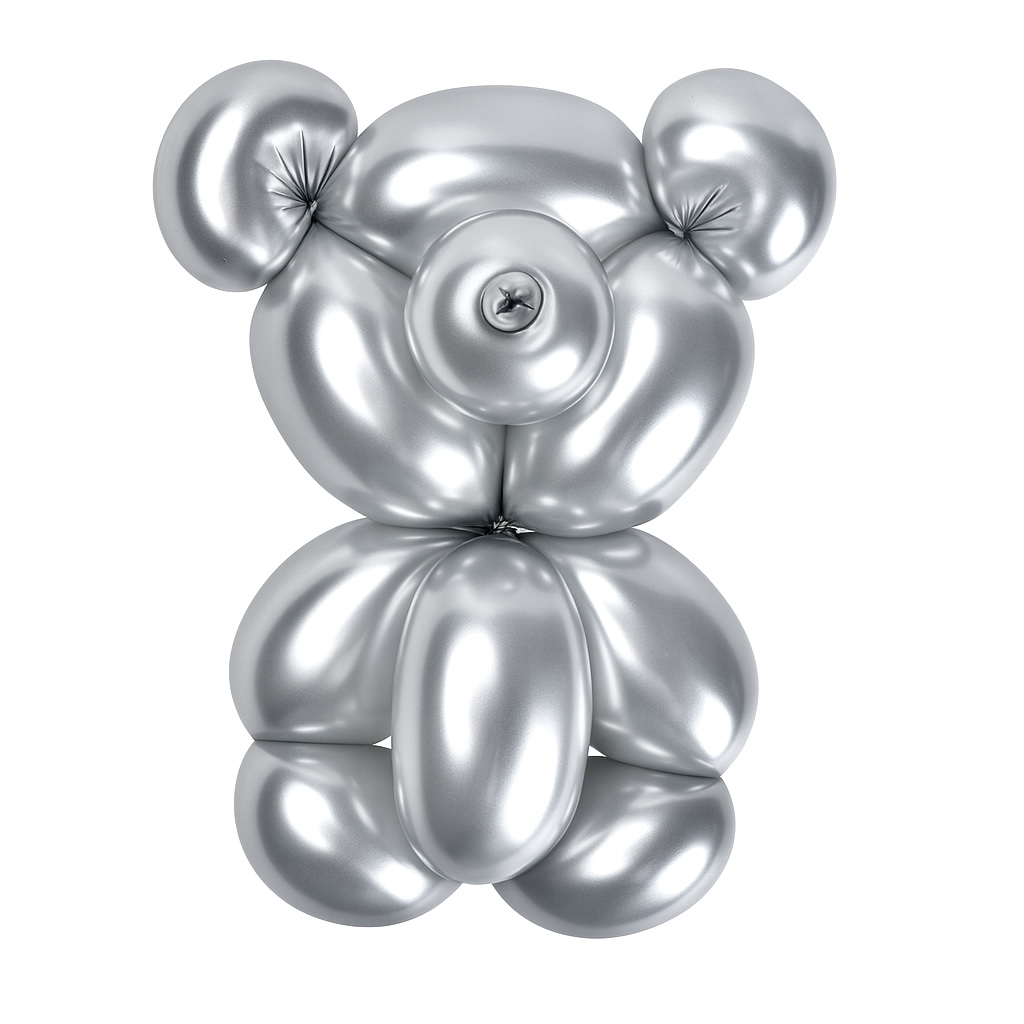 100ct, 260, Metallic Silver Twisting Latex Balloons