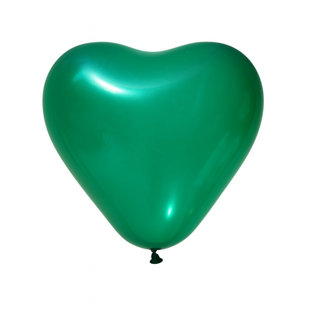 100ct, 10in, Jewel Dark Green Crystal Heart Shaped Latex Balloons
