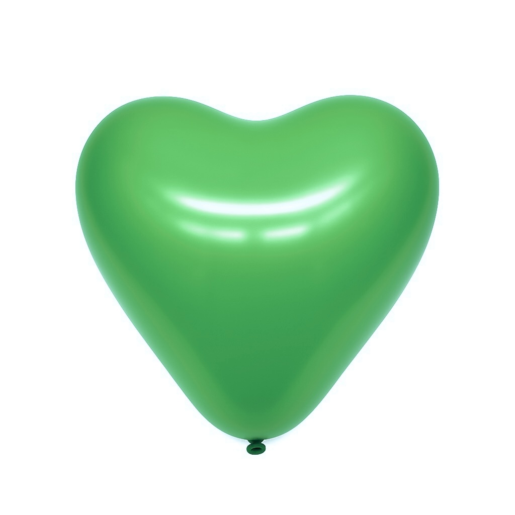 100ct, 12in, Matte Green Heart Shaped Latex Balloons