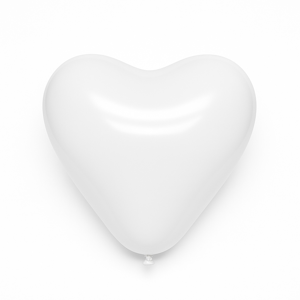 100ct, 12in, Matte White Heart Shaped Latex Balloons