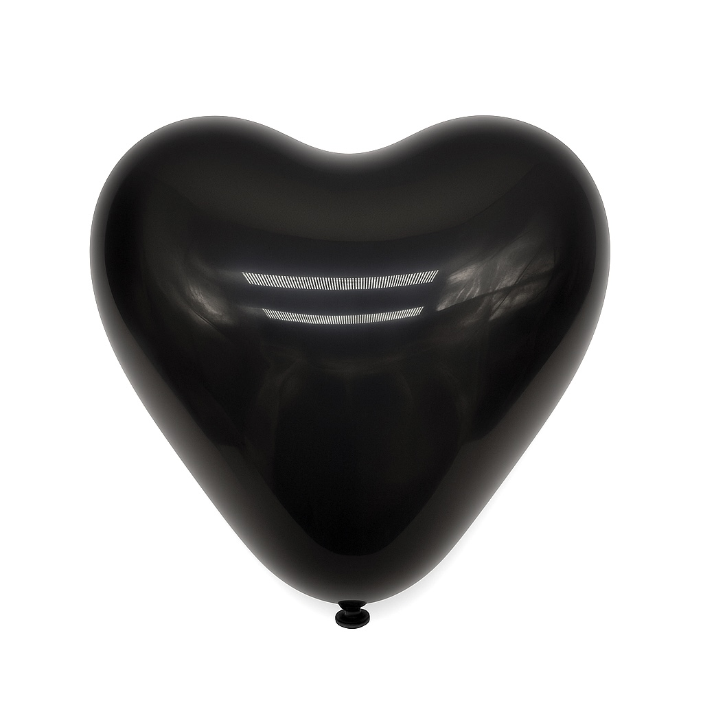 100ct, 12in, Matte Black Heart Shaped Latex Balloons