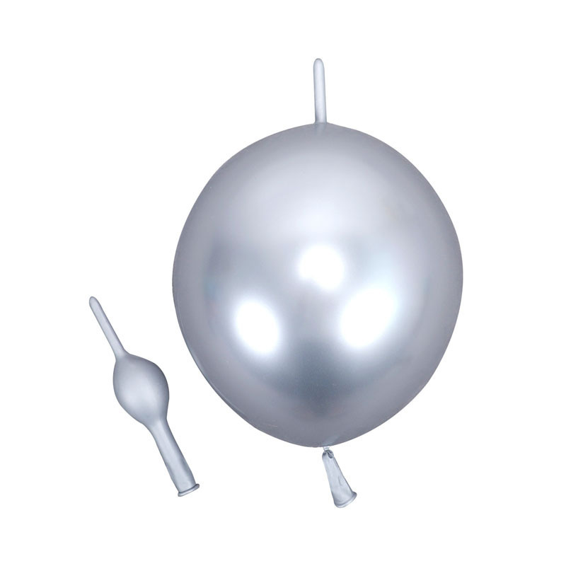100ct, 12in, Metallic Silver Linking Latex Balloons