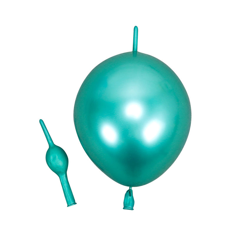 100ct, 12in, Metallic Green Linking Latex Balloons