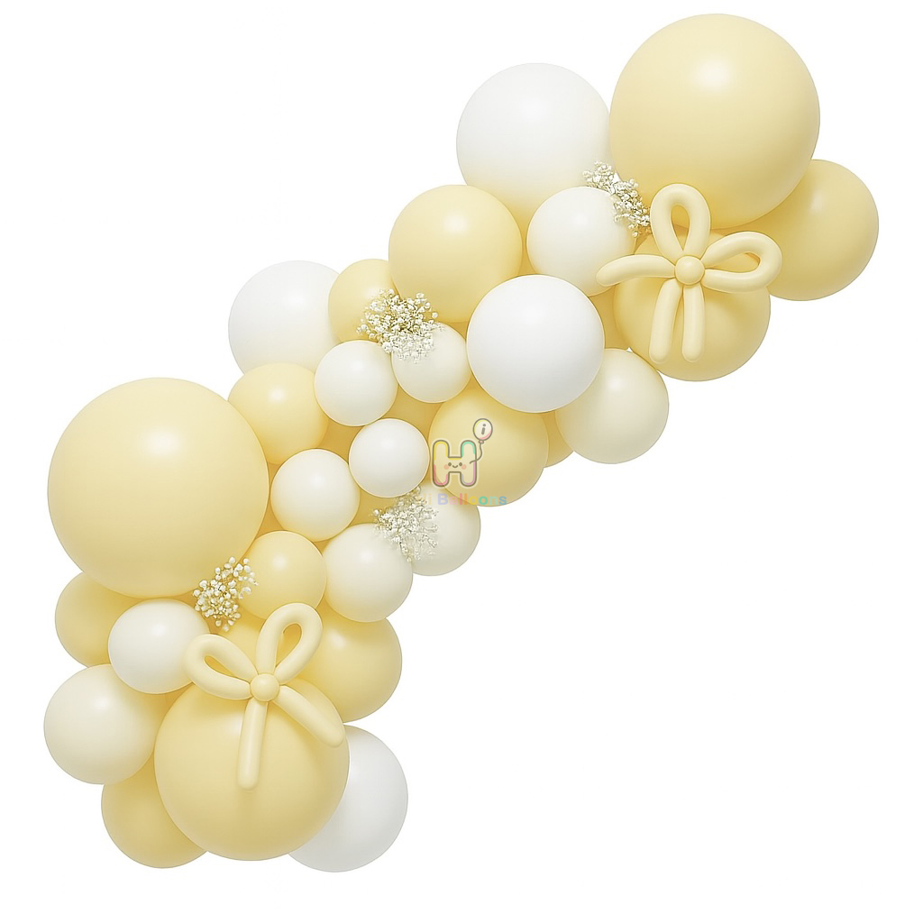 6 FT, Yellow,White,Sand, Pastel Latex Balloon Garland Kit for Kids