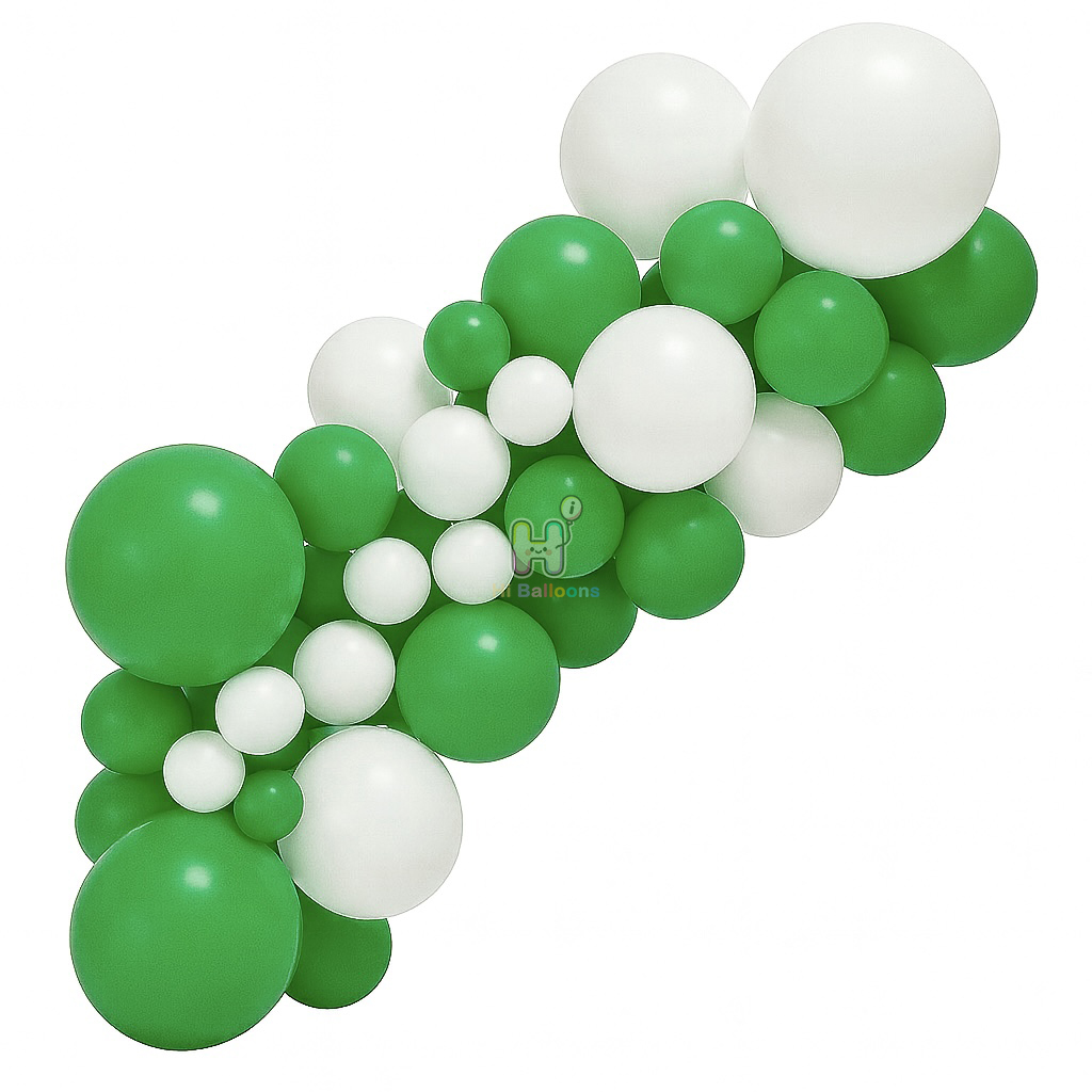 6-8 FT, White,Green,Christmas Latex Balloon Garland Kit