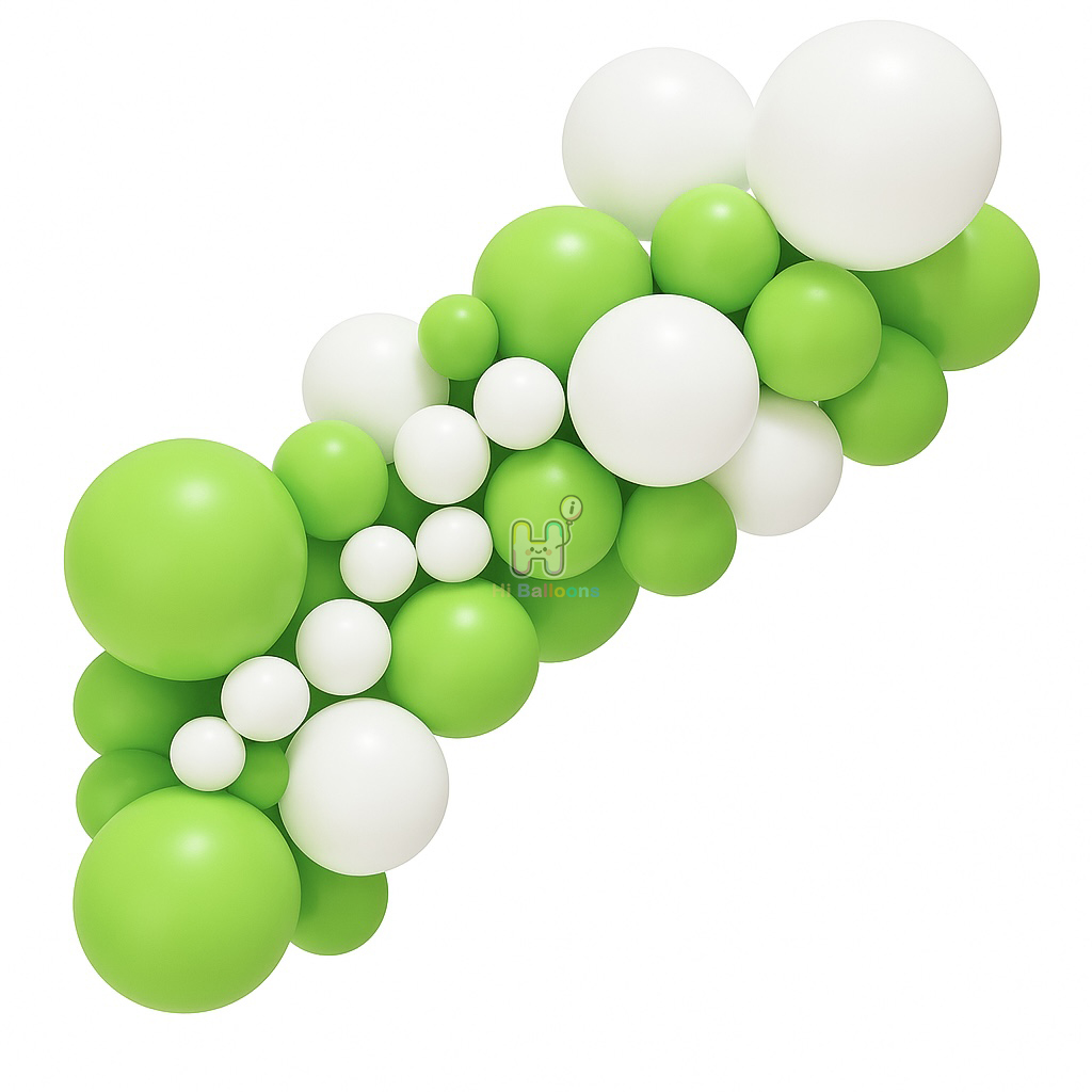 6-8 FT, White,Apple Green,Christmas Latex Balloon Garland