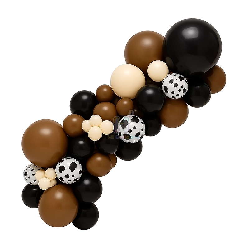 6 FT, Chocolate,Black,Ivory White,Cow Print,Western Balloon Garland Kit
