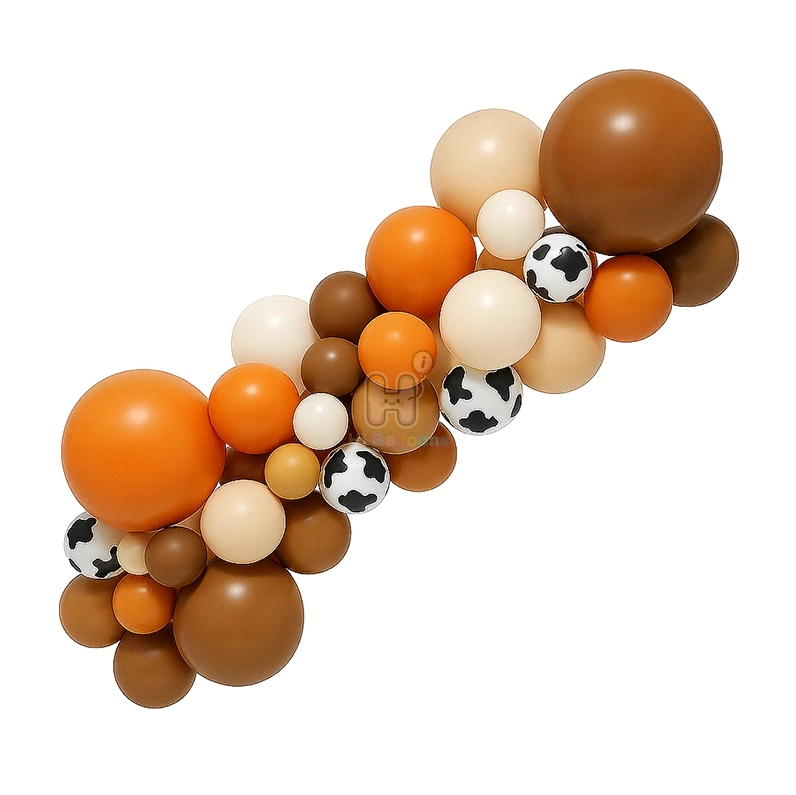 6 FT, Hermez,Khaki,Ivory White, Cow Print,Western Balloon Garland Kit