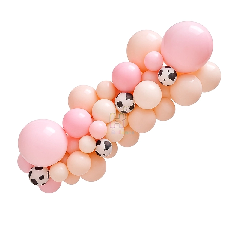 6 FT, Sand,Baby Pink,Milky White,Cow Print,Western Balloon Garland Kit