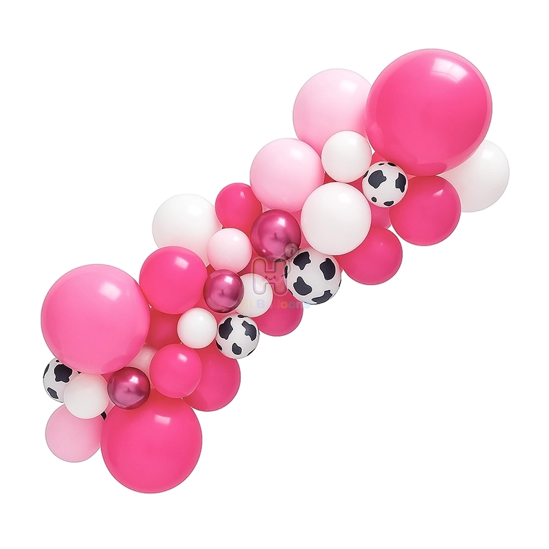 6 FT, Rose Red,Pink,White,,Cow Print, Western Balloon Garland Kit