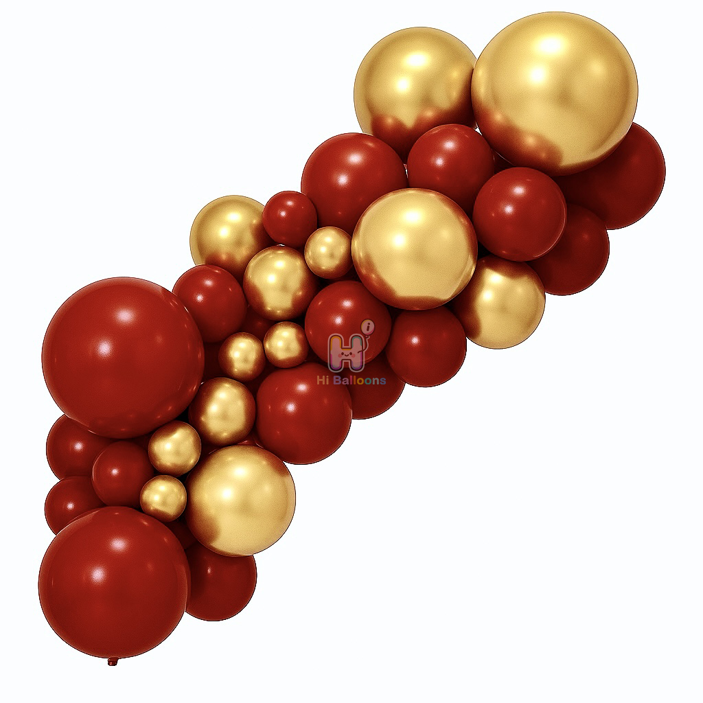 6-8 FT, Christmas Red,Metallic Gold, Christmas Latex Balloon Garland Kit