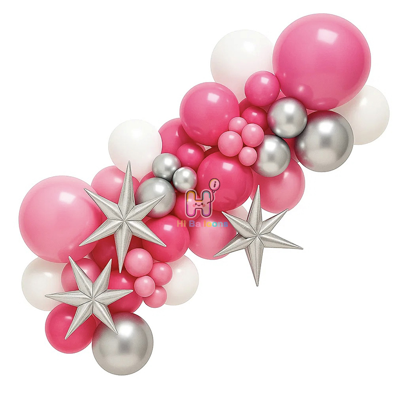 6 FT,Rose Red Balloon Garland Kit With Unassembled Bursting Star