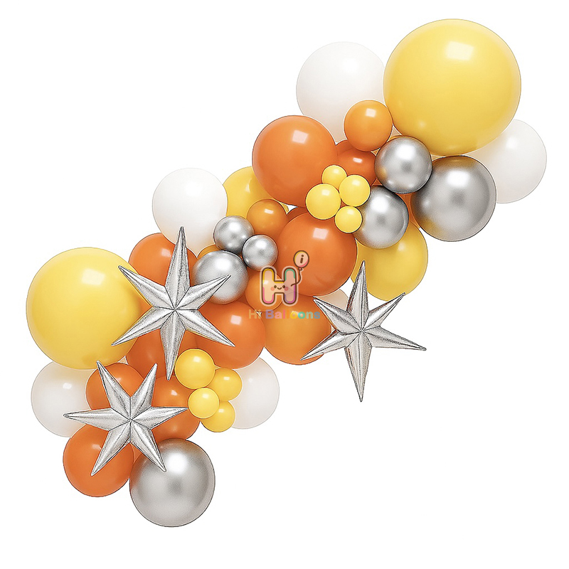 6 FT,Orange Balloon Garland Kit With Unassembled Bursting Star