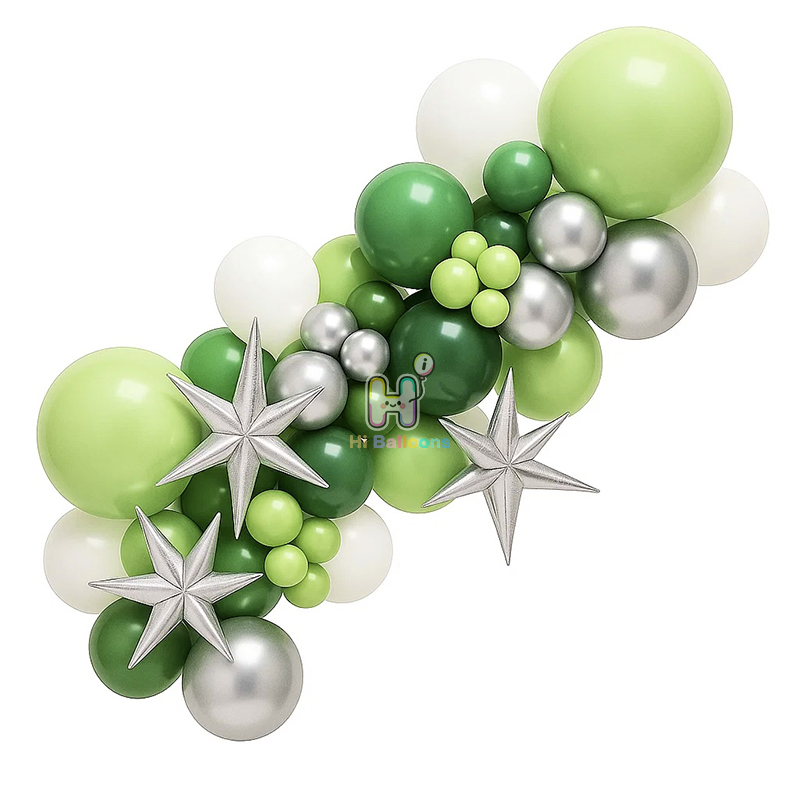 6 FT,Green Balloon Garland Kit With Unassembled Bursting Star