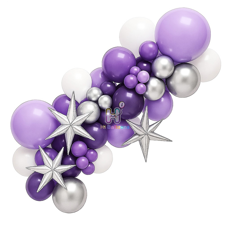 6 FT,Purple Balloon Garland Kit With Unassembled Bursting Star