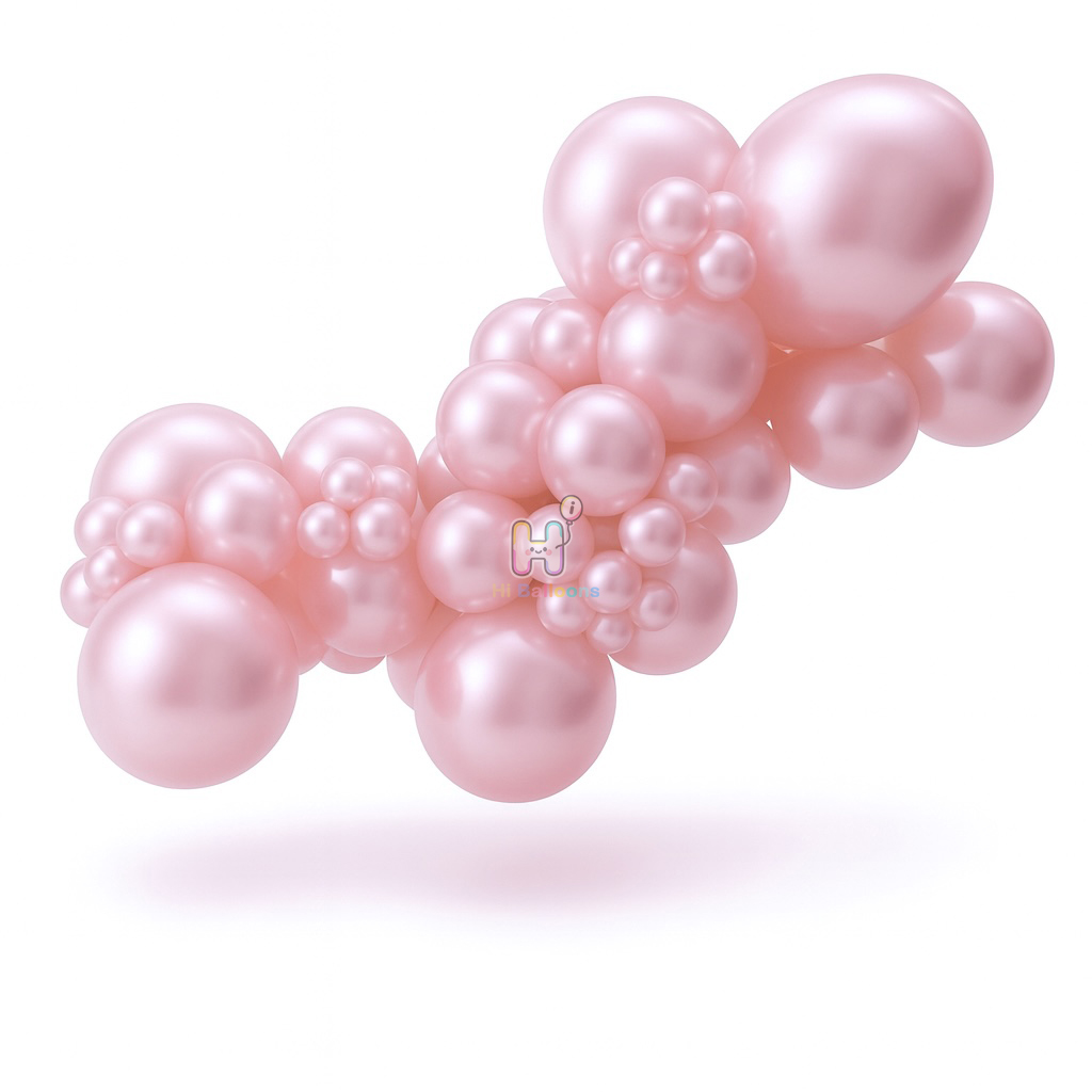20FT,All Pearl Light Pink Double Layer Latex Balloon Arch Kit