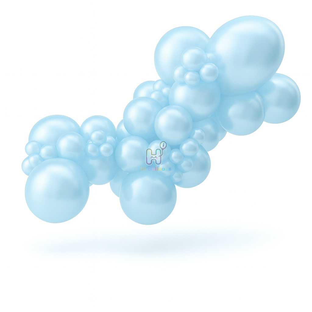 20FT,All Pearl Light Blue Double Layer Latex Balloon Arch Kit
