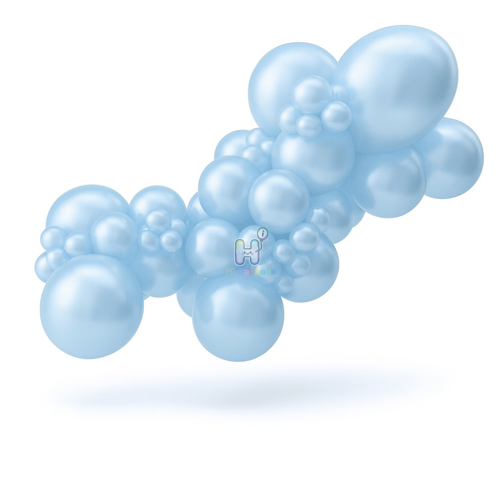20FT,All Pearl Blue Gray Double Layer Latex Balloon Arch Kit