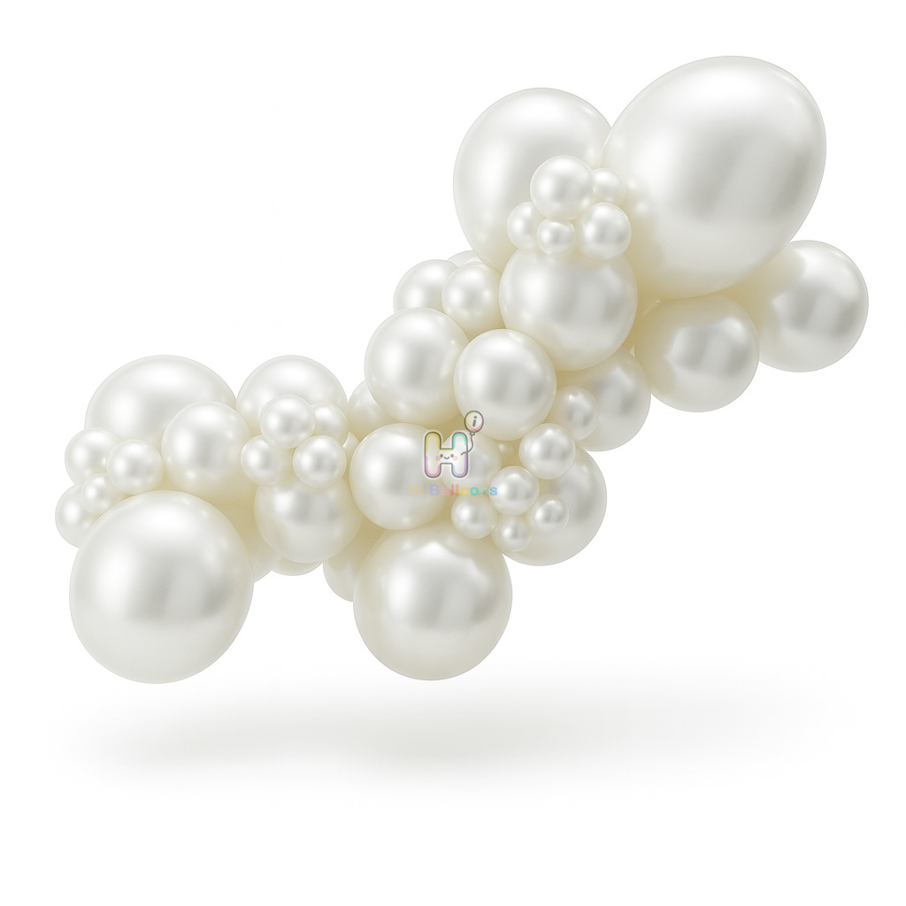 20FT,All Pearl Luxury White Double Layer Latex Balloon Arch Kit