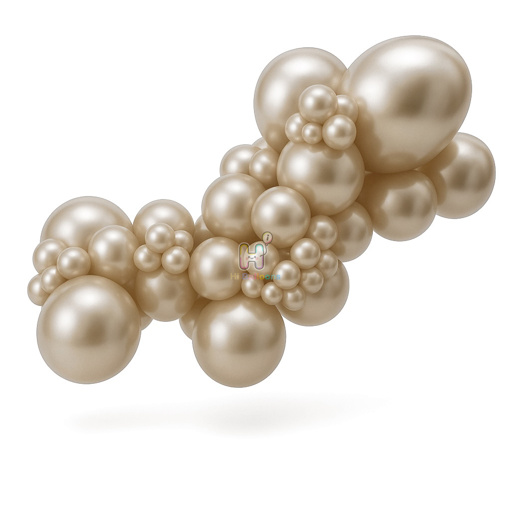 20FT,All Pearl Luxury Gold Double Layer Latex Balloon Arch Kit