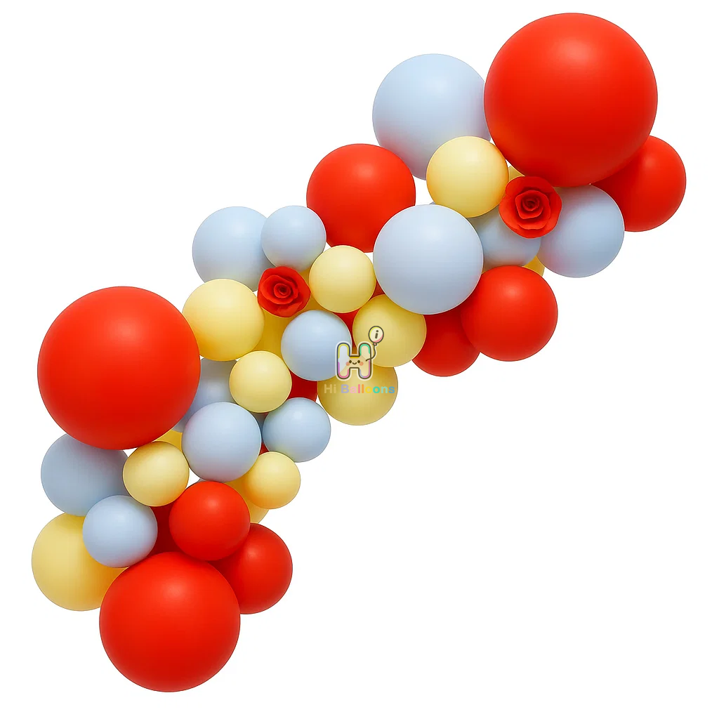 6 FT, Red,Light Blue,Pastel Yellow Latex Balloon Garland Kit for Kids