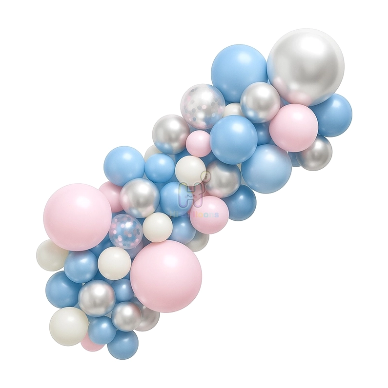 6 FT, Pearl Light Blue,Baby Pink,Silver,Gender Reveal Balloon Garland Kit