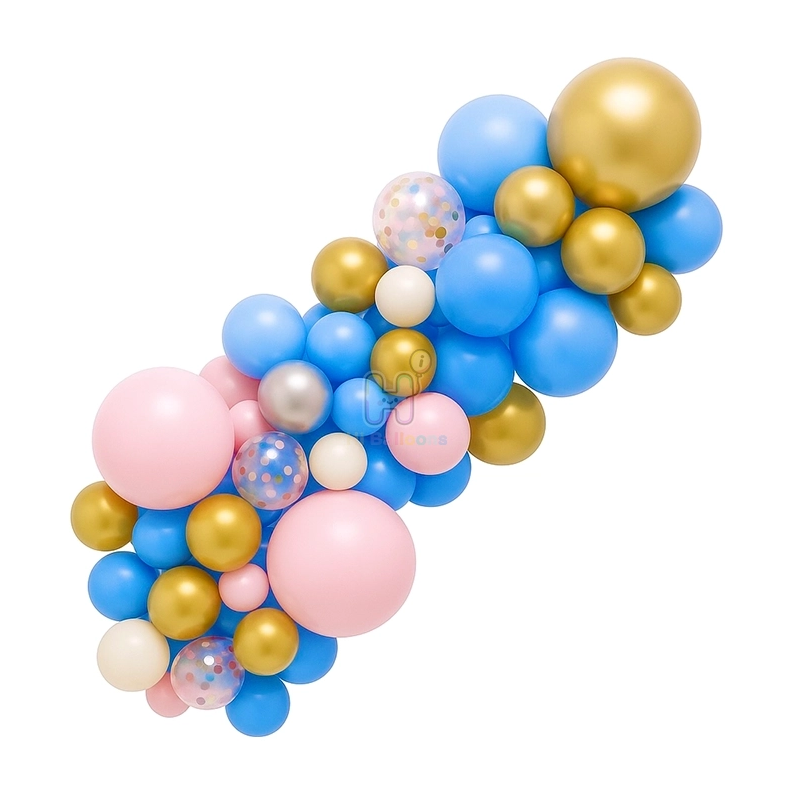 6 FT, Blue,Baby Pink,Gold,Gender Reveal Balloon Garland Kit