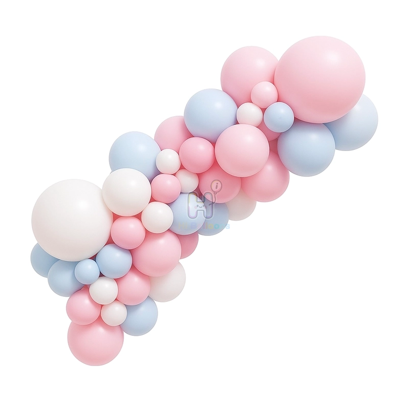 6 FT, Pastel Blue,Baby Pink,White,Gender Reveal Balloon Garland Kit