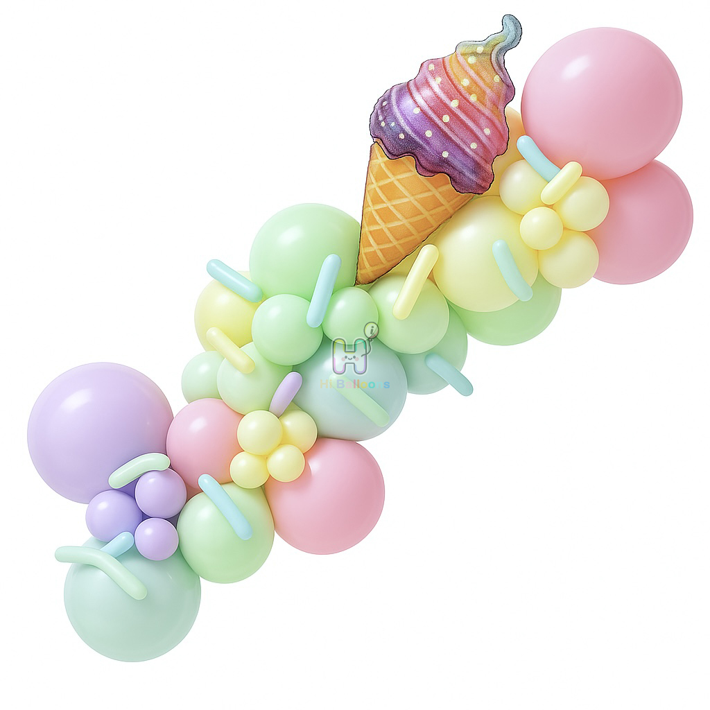 6 FT, Colorful Ice Cream Balloon Garland Kit