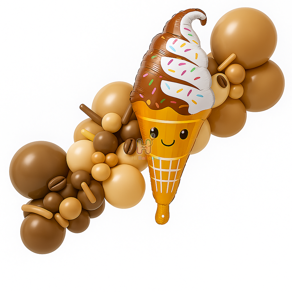 6 FT, Chocolate Ice Cream Balloon Garland Kit