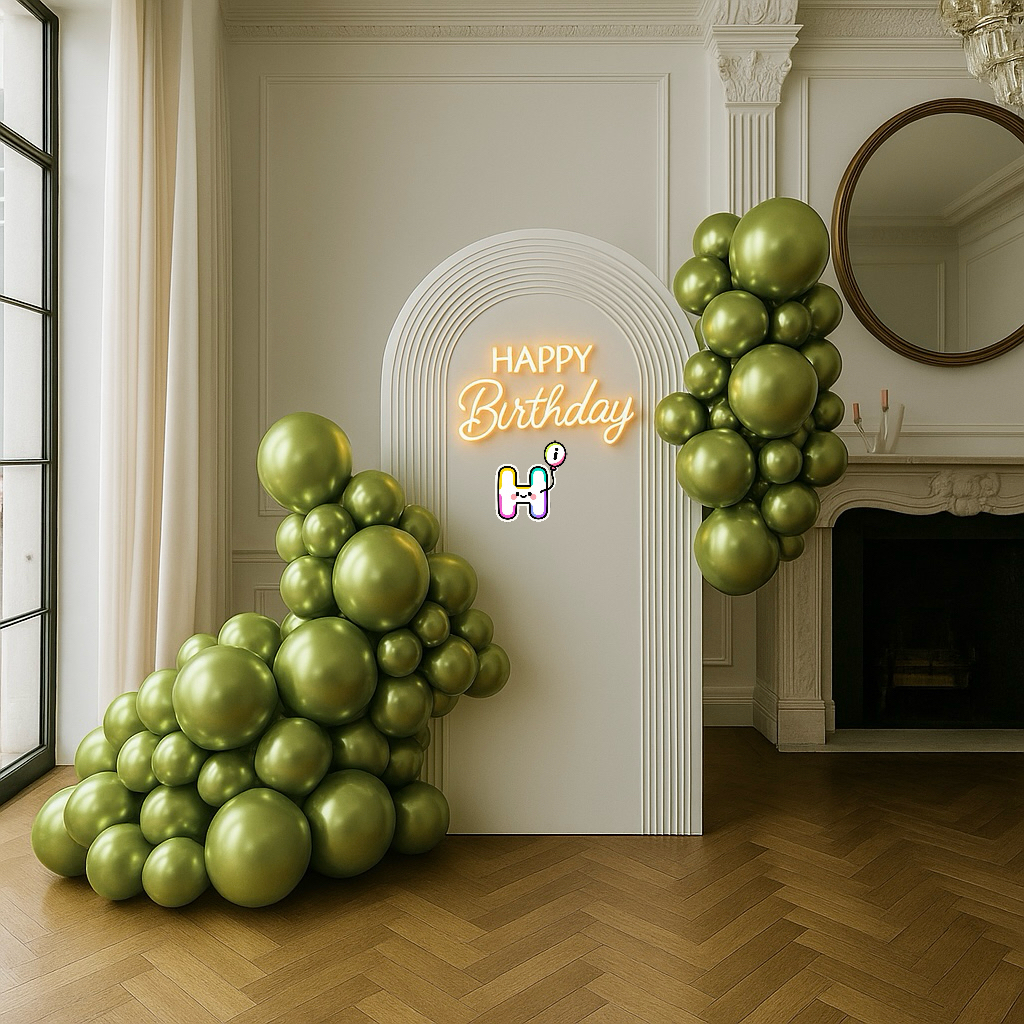 6-8 FT/8-10FT/12-14FT,All Metallic Apple Green Latex Balloon Garland Kit