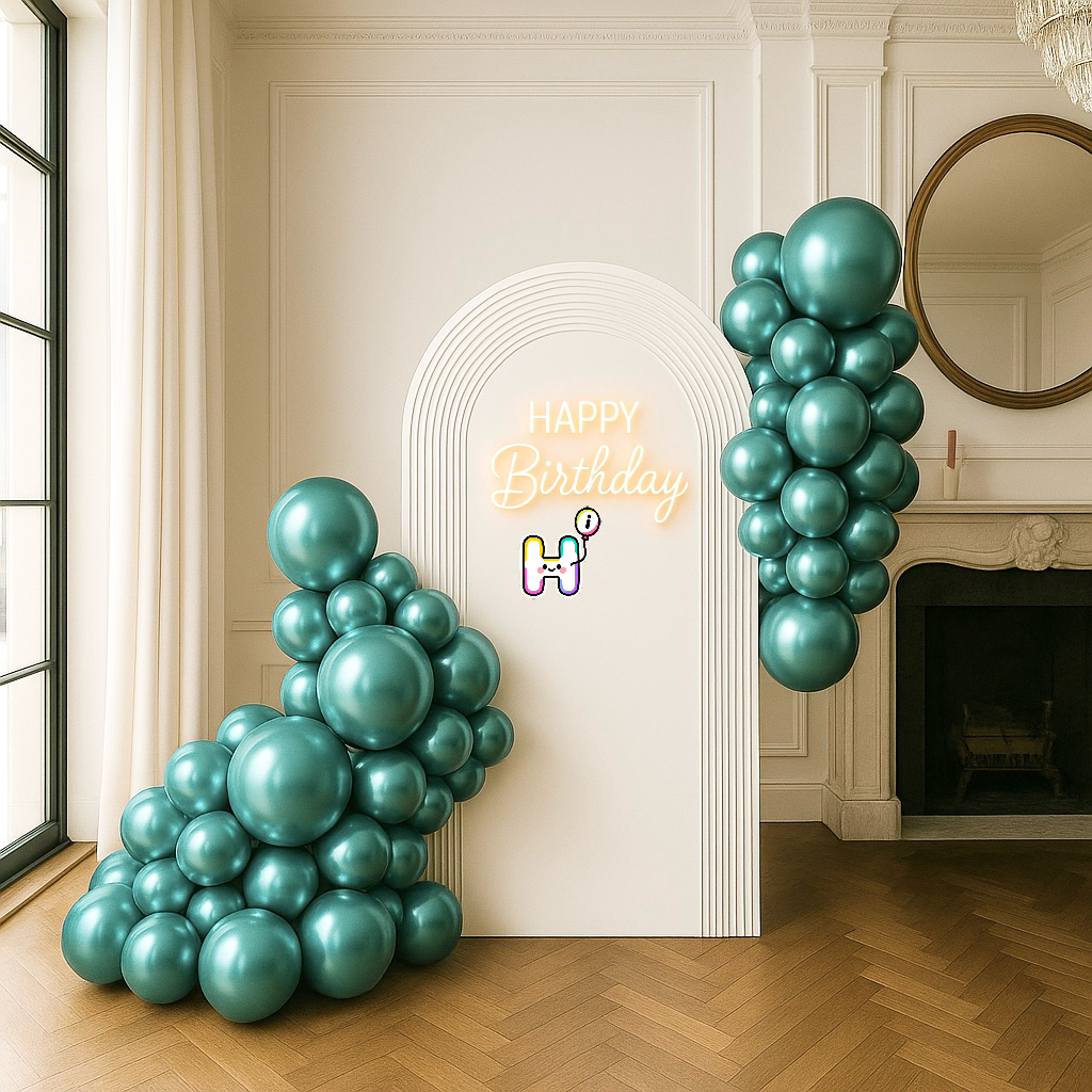 6-8 FT/8-10FT/12-14FT,All Metallic Green Latex Balloon Garland Kit